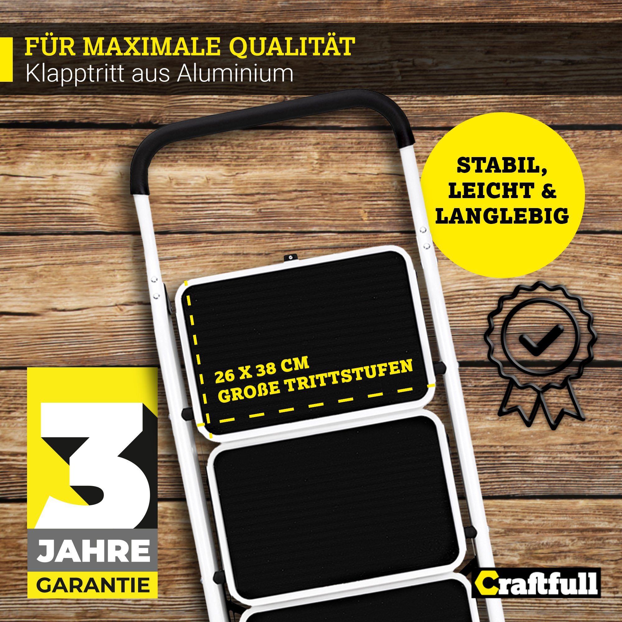 Leiter Arbeitsplattform - Faltbar, 150kg Tragkraft, Rutschfeste Oberfläche