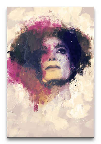 Sinus Art Leinwandbild Michael Jackson Porträt Abstrakt Kunst Musiklegende 60x90cm Leinwandbild