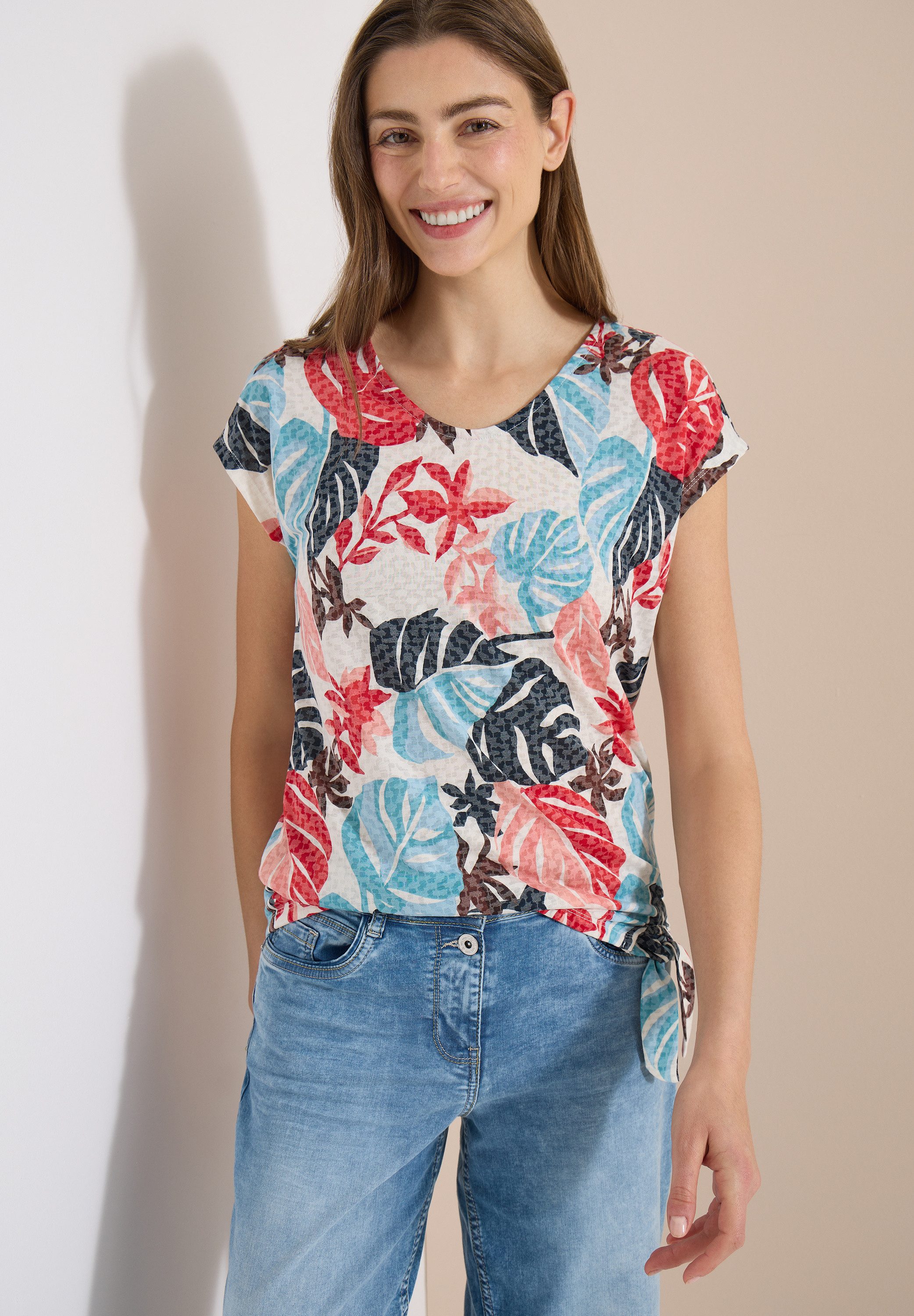 CECIL Blusenshirt Elastiksaum mit Knotendetail