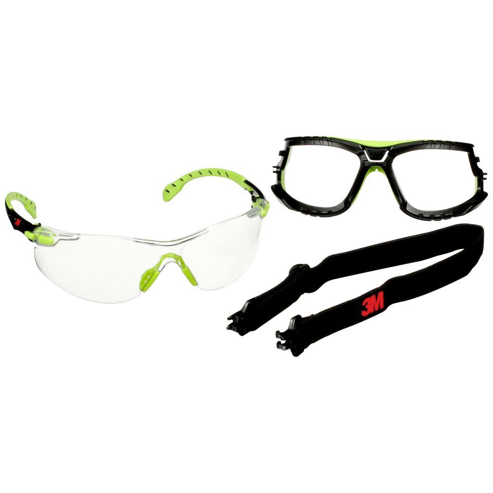 Antibeschlag-Schutz Solus mit Arbeitsschutzbrille Sch Grün, 3M Schutzbrille S1201SGAF-TSKT 3M