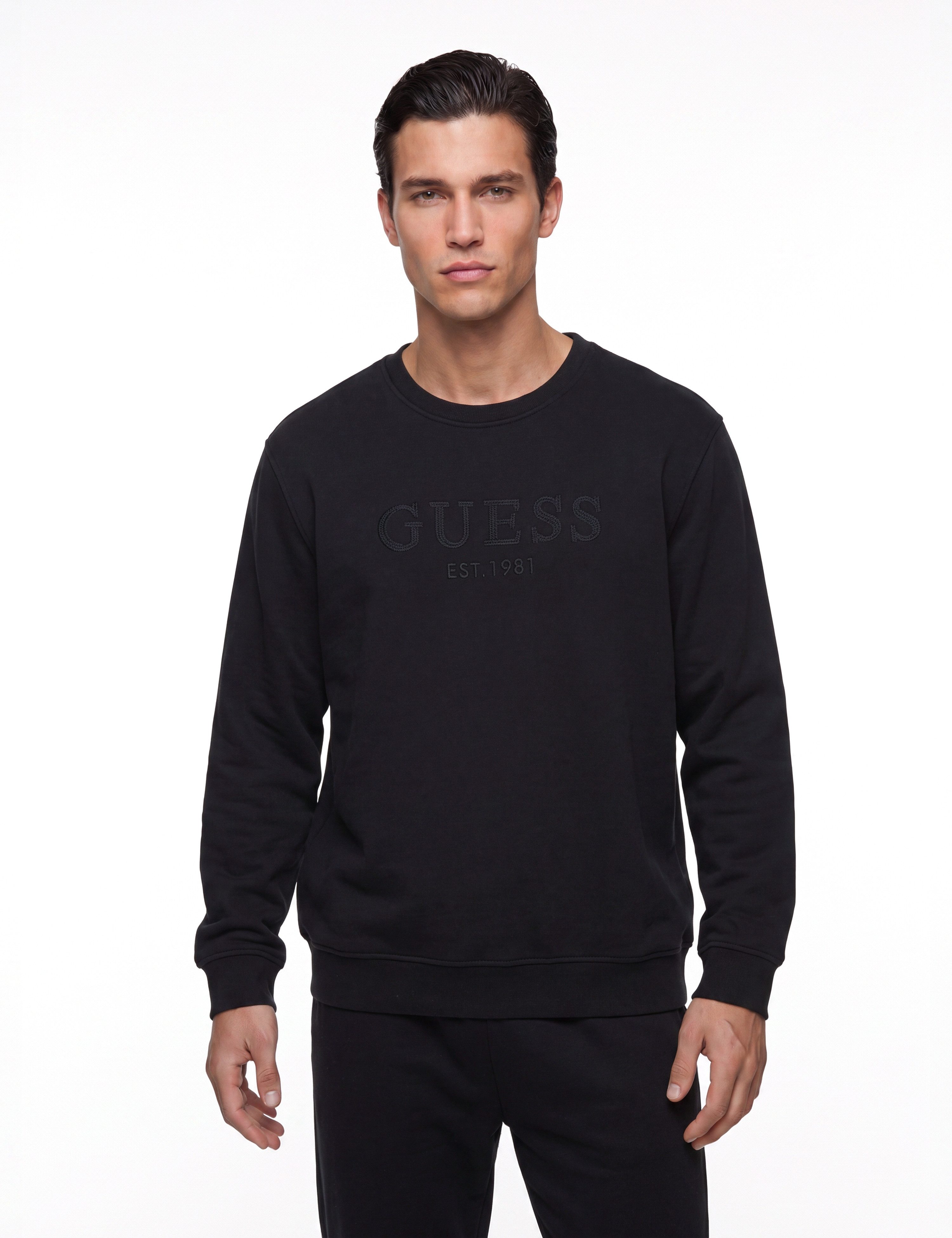 Guess Sweatshirt gestickter Logo-Schriftzug, Baumwoll-Mix, Regular Fit