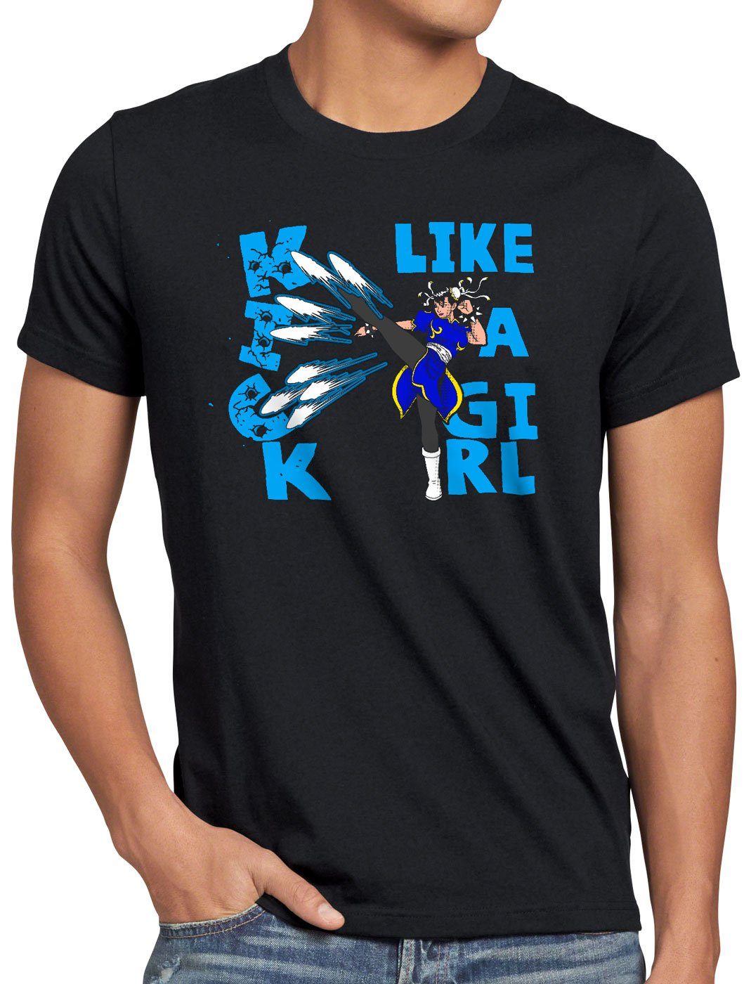 like ps4 street Herren snes final a Girl Kick beat arcade style3 em up Print-Shirt T-Shirt ps3
