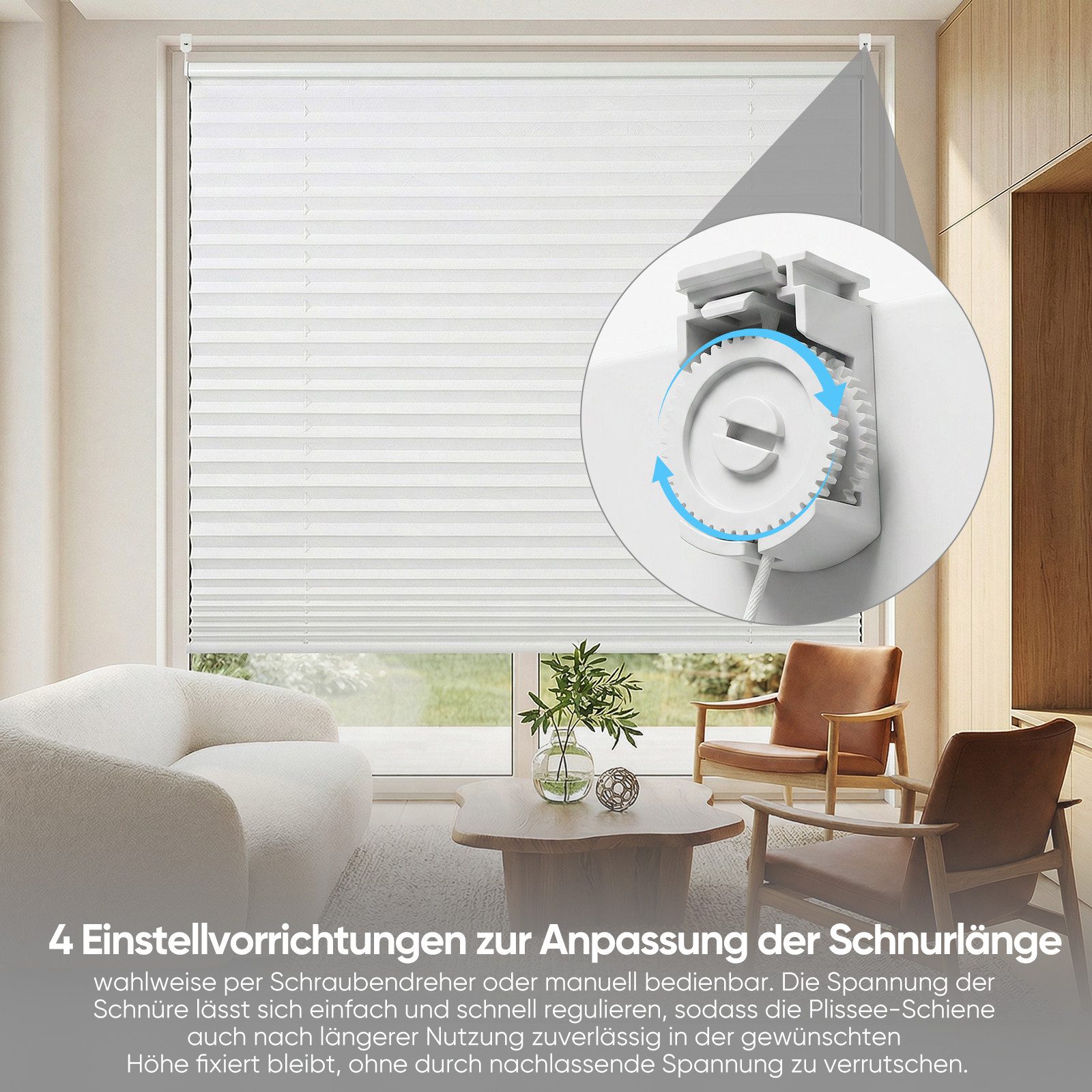 Sekey Plissee NEU Plissee mit 4-fach Spannsystem Klemmfix ohne Bohren für Fenster, blickdicht, Klemmfix, Faltenstore Klemmfix Lichtschutz & Sichtschutz, 4-fach nachspannbar