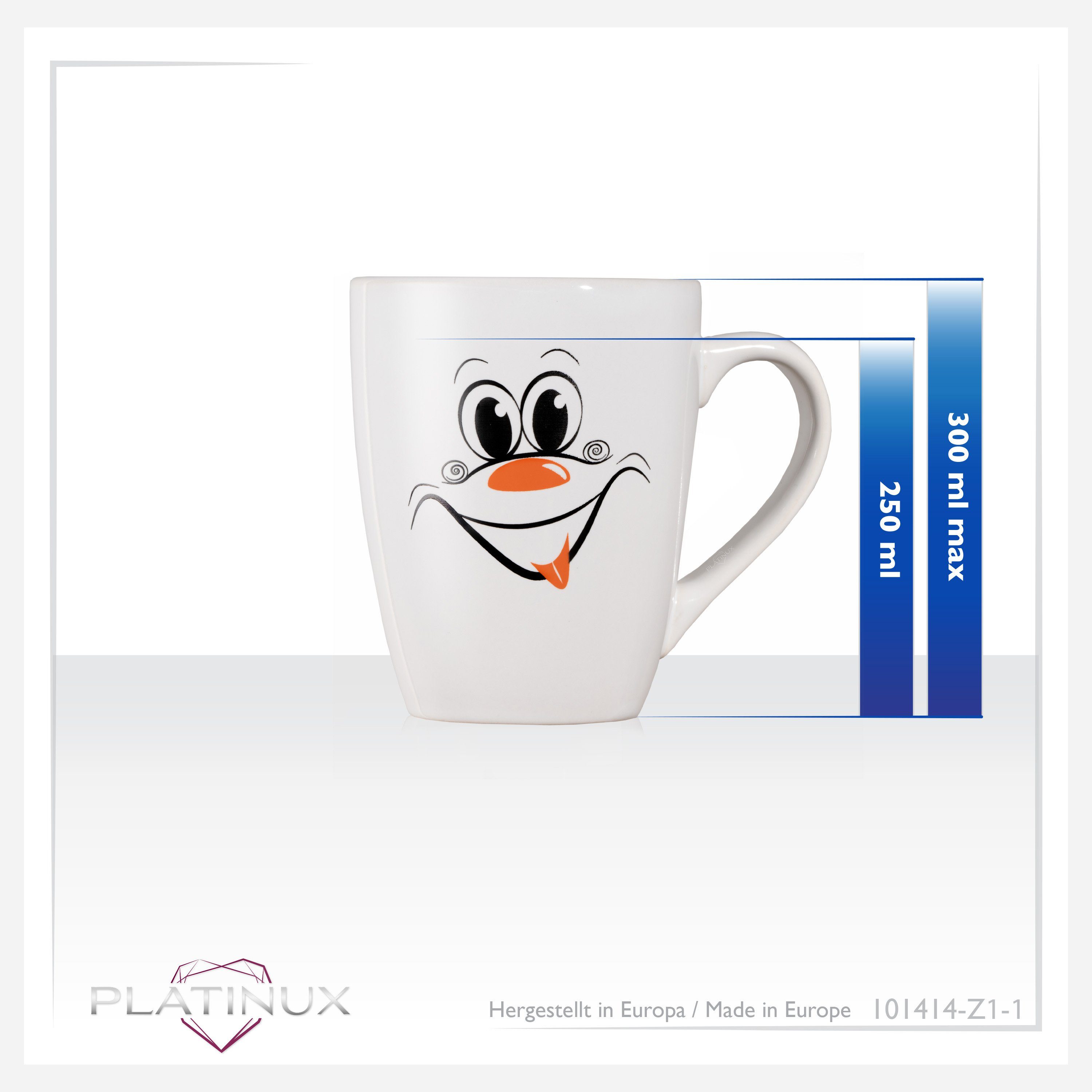 PLATINUX Tasse Kaffeetasse 250ml Orange, Teebecher Keramik, Motiv (max. mit Karneval lustigem 300ml) Kaffeebecher Teetasse lachendem