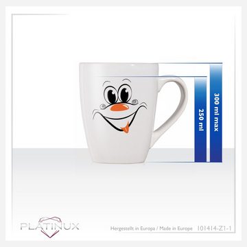 PLATINUX Tasse Kaffeetasse mit lustigem lachendem Motiv Orange, Keramik, 250ml (max. 300ml) Teetasse Kaffeebecher Teebecher Karneval