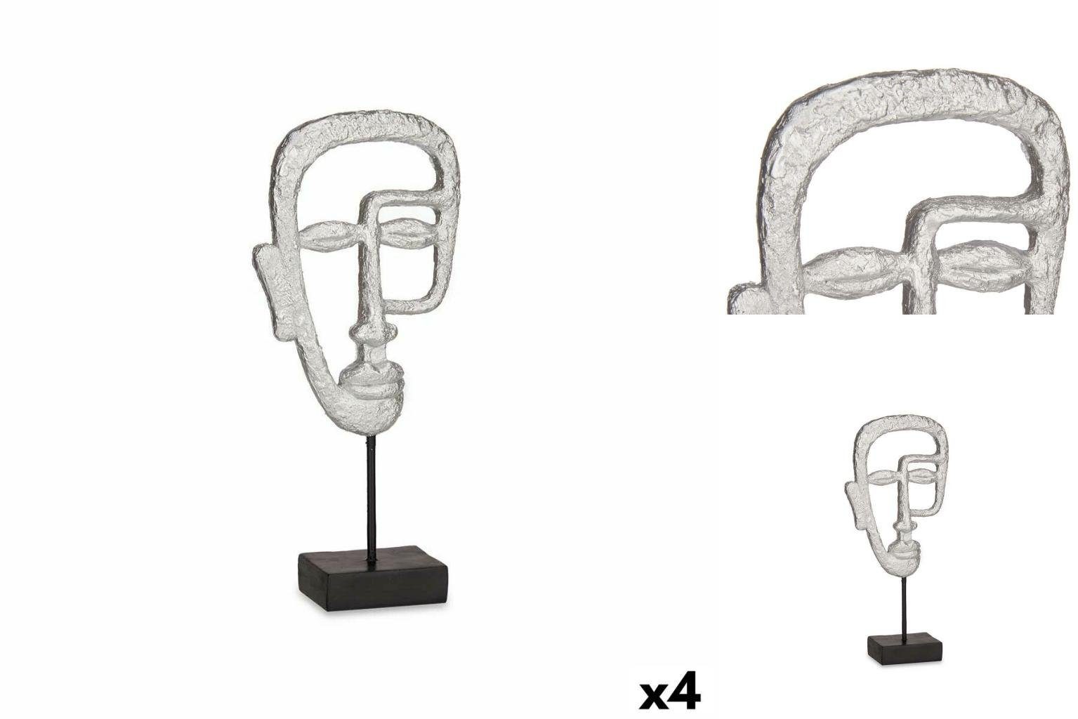 Gift Decor Dekoobjekt Deko-Figur Gesicht Silberfarben 19,5 x 38 x 10,5 cm 4 Stück