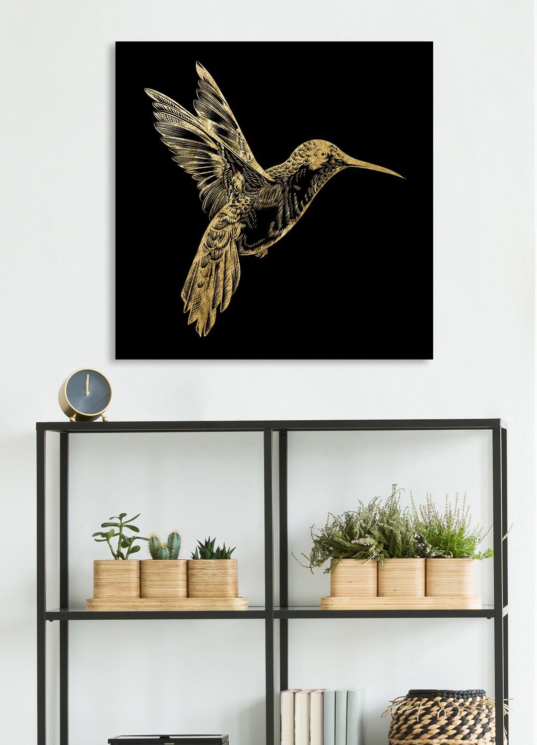 Leonique Acrylglasbild Kolibri Goldveredelung, Handgearbeitet, Acrylbilder veredelt, Edel St), Gerahmt, Blattgold - (1 mit