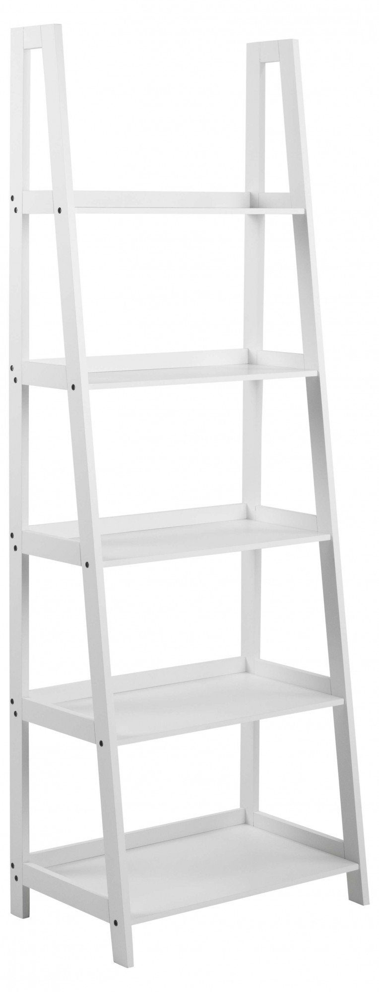 ACTONA GROUP Bücherregal Leiterregal lackiertem 5 und Schwarz, in weiss mit oder stufenförmig Einlegeböden Weiss weiss Holz, | Standregal