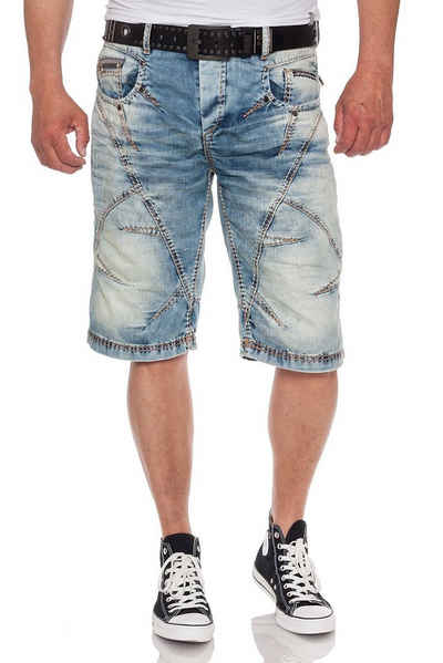 Cipo & Baxx Jeansshorts hellblau mit Ziernähten