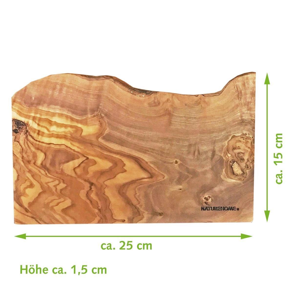 NATUREHOME Schneidebrett Schneidebrett Olivenholz mit Naturkante rechteckig, Olivenholz, (Einzelartikel), Handarbeit