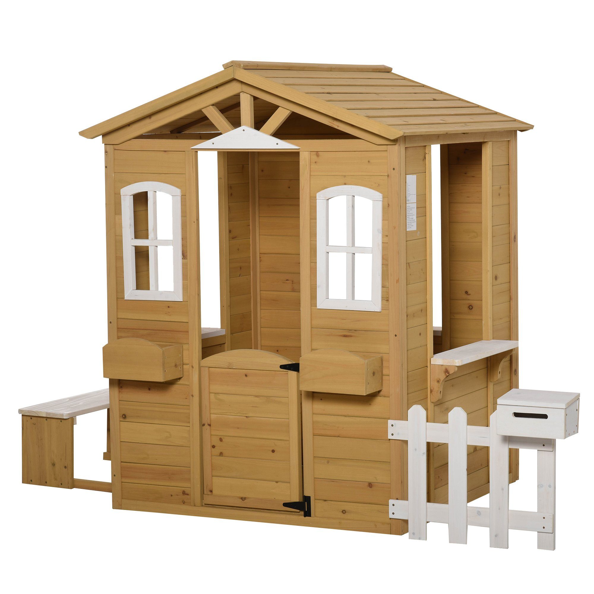 Outsunny Spielhaus mit Tür, Fenster, Pflanzkasten, günstig online kaufen