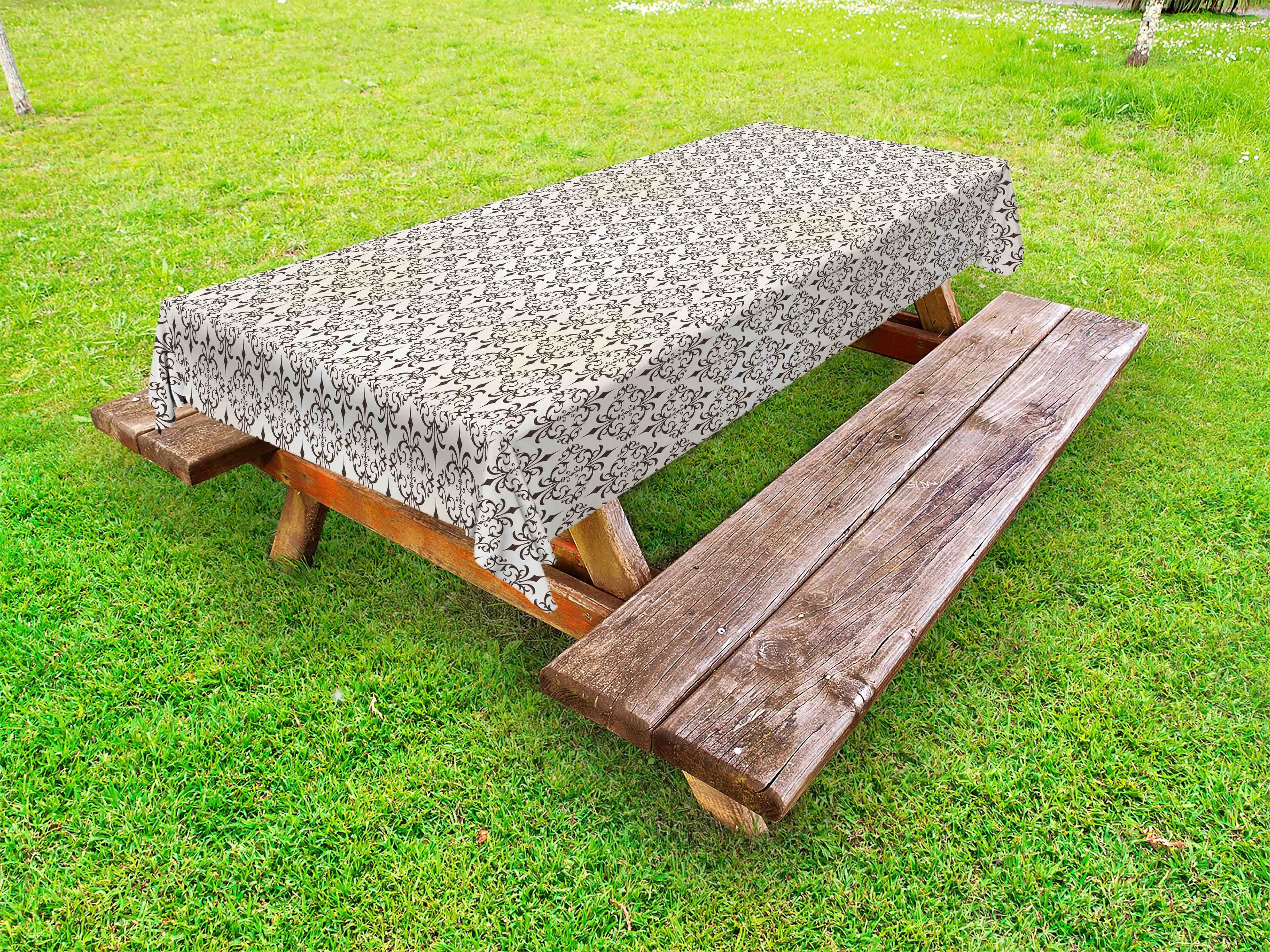 weiss Tischdecke Picknick-Tischdecke, dekorative Abakuhaus Curls Traditionelle Nicht-gerade waschbare Pattern