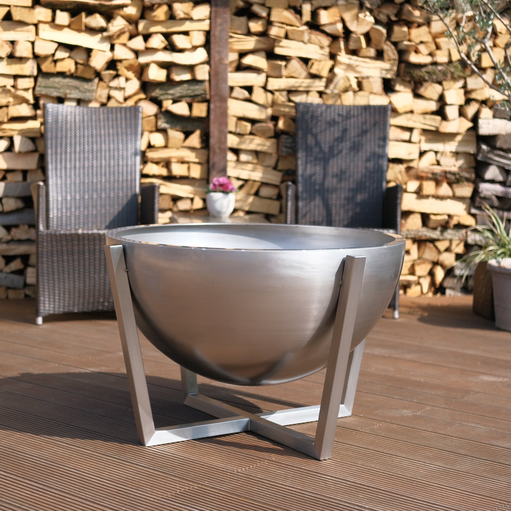 Stahlkunst Feuerschale Designer Edelstahl Feuerschale "Prestige", (aus deutscher Wertarbeit), Hochwertiges 4 mm V2A Edelstahl