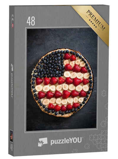 puzzleYOU Puzzle Obstkuchen im Dekor der amerikanischen Flagge, 48 Puzzleteile, puzzleYOU-Kollektionen Kuchen, Essen und Trinken