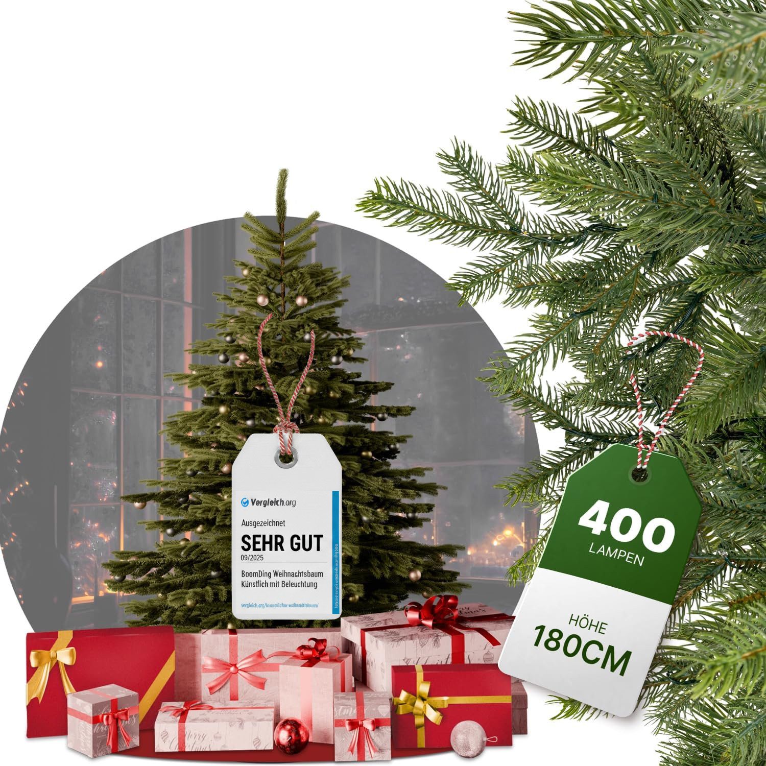 BoomDing Künstlicher Weihnachtsbaum Tannenbaum Weihnachtsbaum mit LED - 180 günstig online kaufen