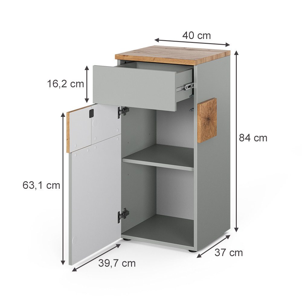 Vicco Midischrank Eden, Grau/Artisan, 40 x 84 cm (1-St)