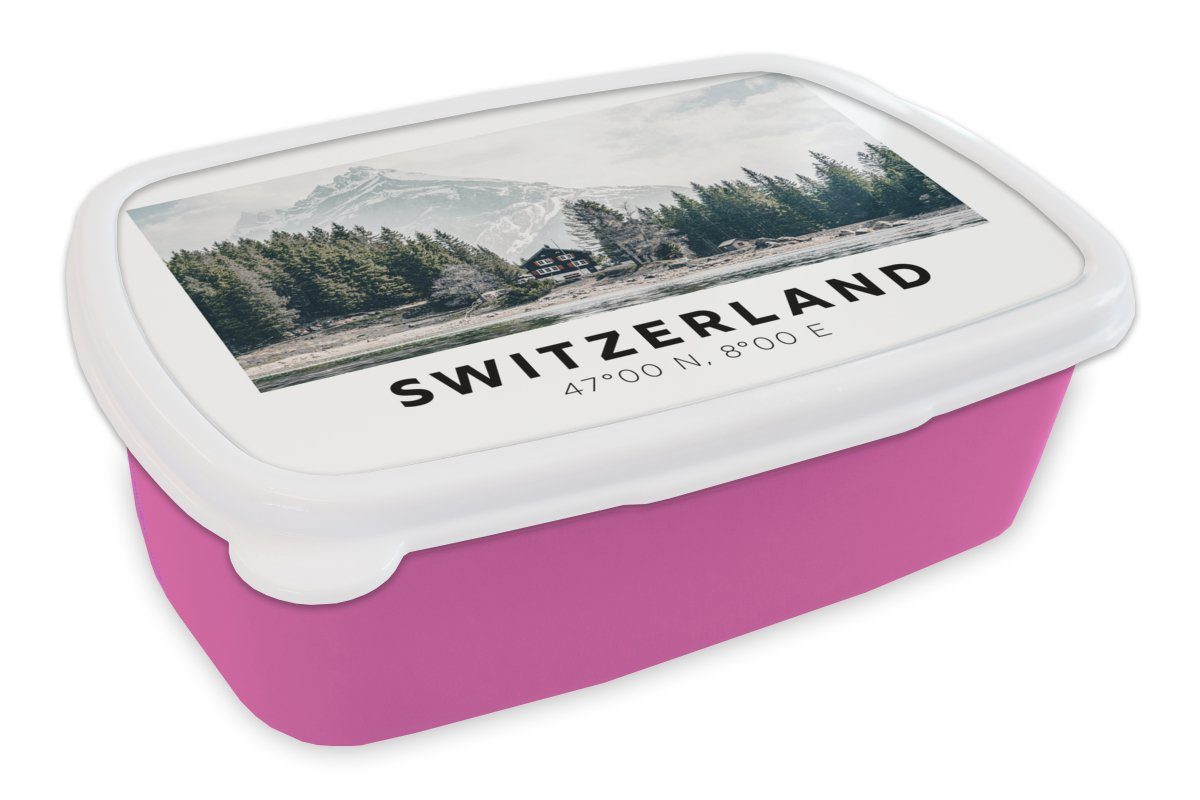 Beliebte Vorschläge diesen Monat MuchoWow Lunchbox Schweiz - Berg Brotbox - Kunststoff für Kunststoff, Kinder, Mädchen, Chalet Grün, (2-tlg), rosa Brotdose - Erwachsene, Snackbox