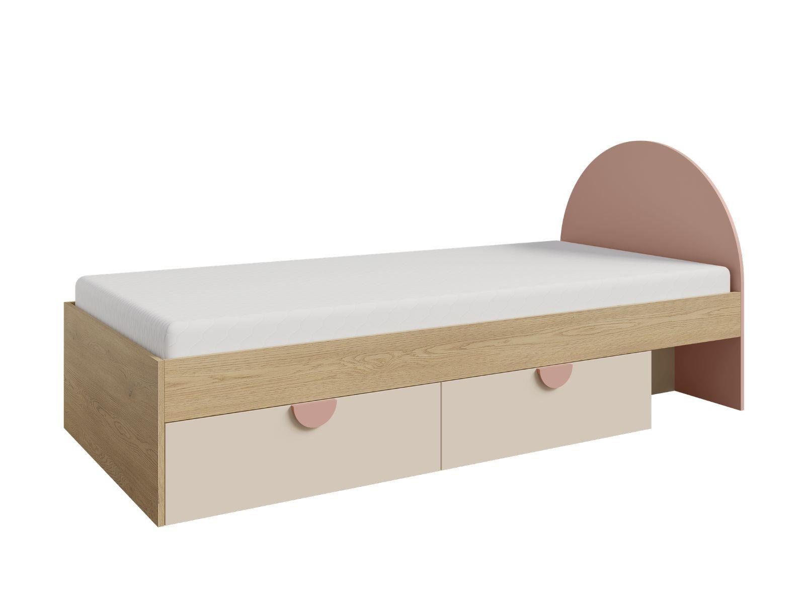 Compleo Kinderbett 90x200 mit 2 Schubladen FORMS, Rosa oder Marineblau (MADE IN EU), Modern Kinderzimmer