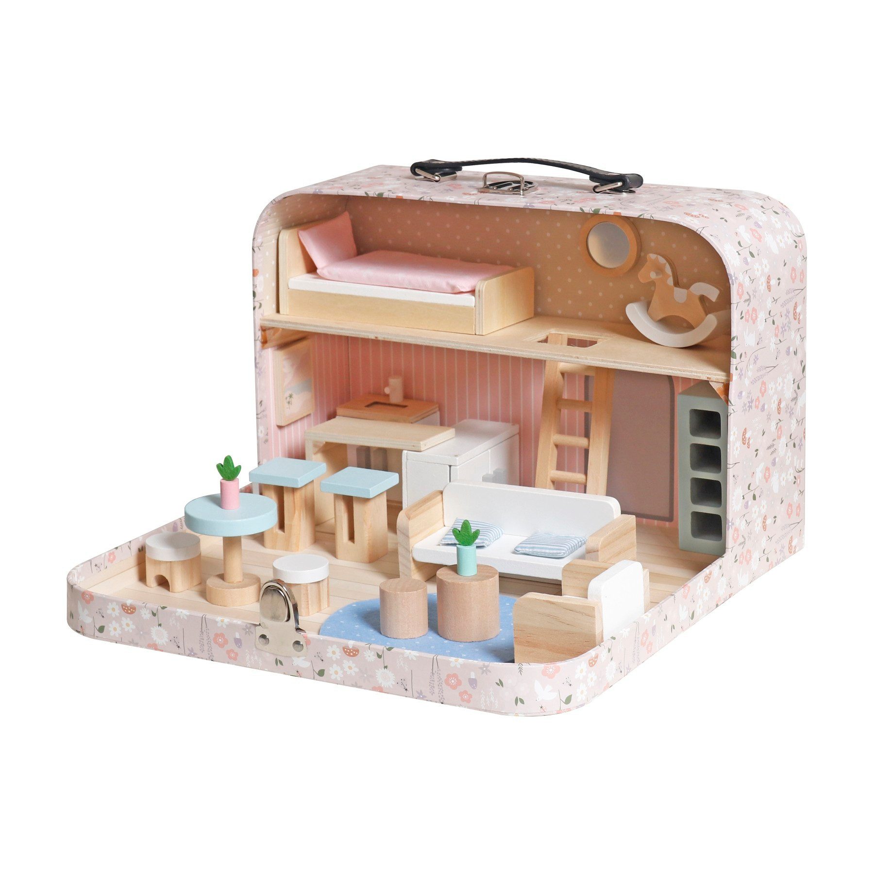 TikTakToo Puppenhaus Mobiles Puppenhaus im rosa Koffer – Perfekt für kleine günstig online kaufen