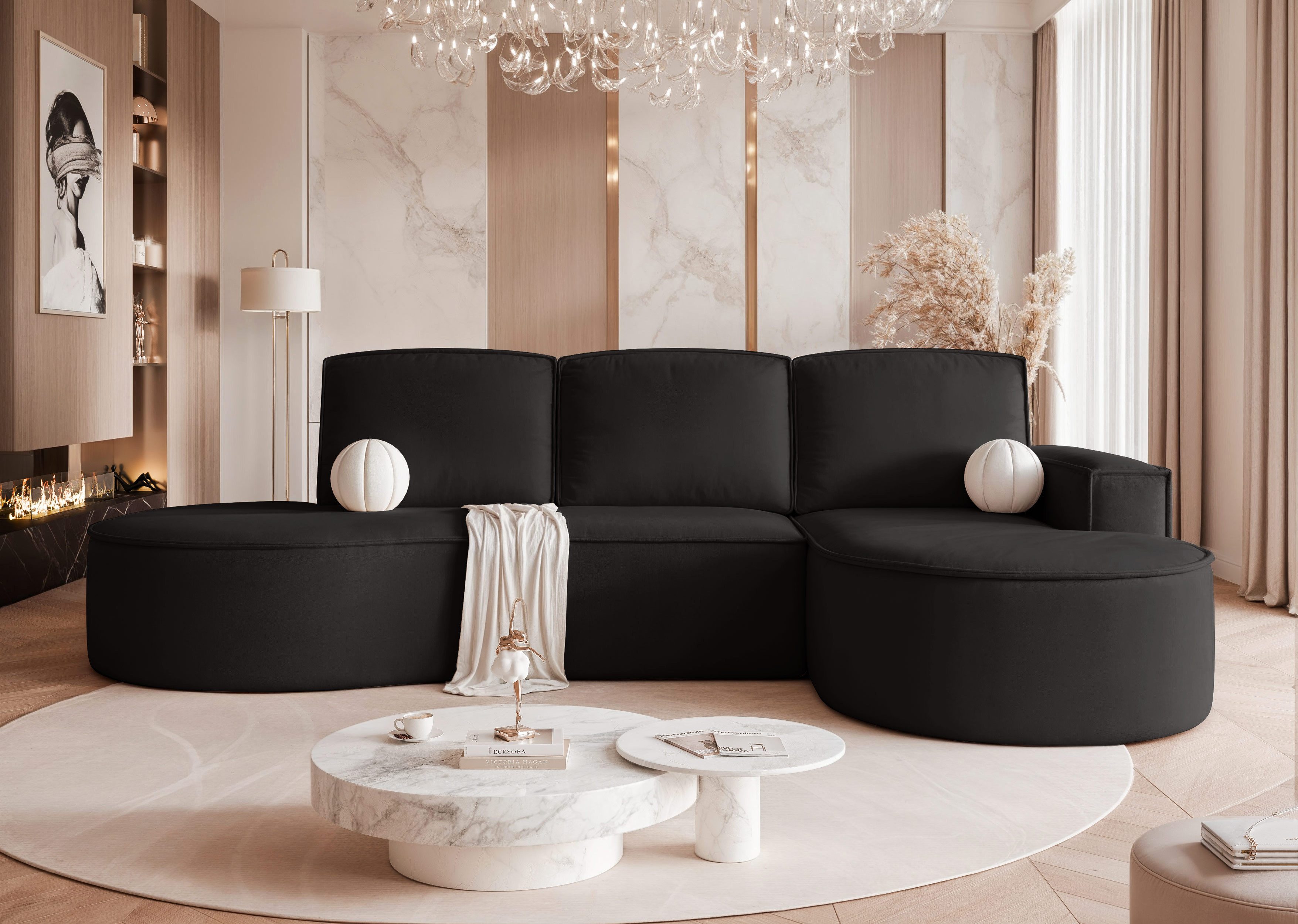 yourhouse24 Ecksofa Design-Sofa SOFIA XL in organischem Look, mit Bettfunktion & Bettkasten