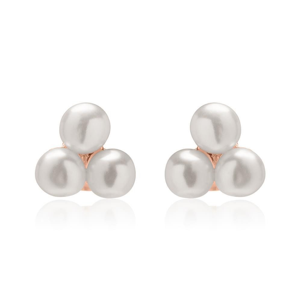 Unique Perlenohrringe Triangel Ohrstecker mit Perlen aus rosévergoldetem 925er Silber SE0956