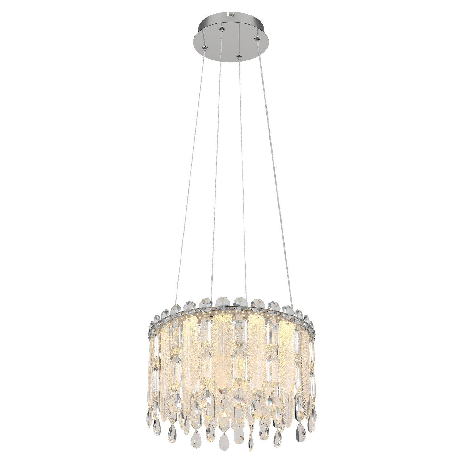 GLOBO LIGHTING LED Pendelleuchte KLUNKA, Ø 39,5 x H 120 cm, 1-flammig, Chromfarben, Dimmbar, Anpassung der Farbtemperatur, Memoryfunktion, LED fest integriert, Extra-Warmweiß, Neutralweiß, Tageslichtweiß, Transparent, Metall, Lampenschirm aus Glas, Fernbedienung
