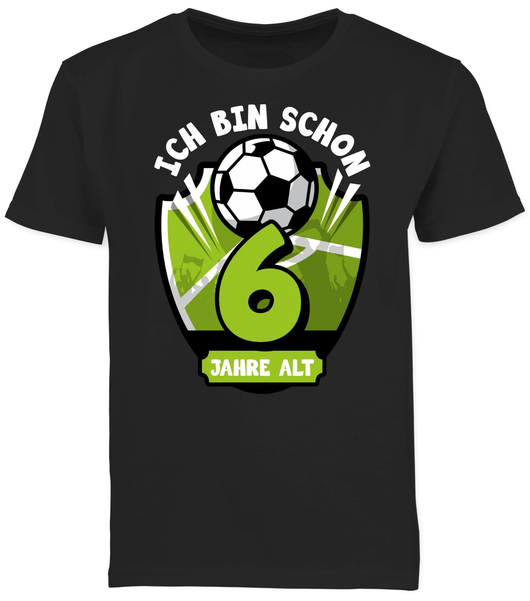 Shirtracer T-Shirt sechs Geburtstag Schwarz alt schon Ich 1 Fußball bin 6. Jahre