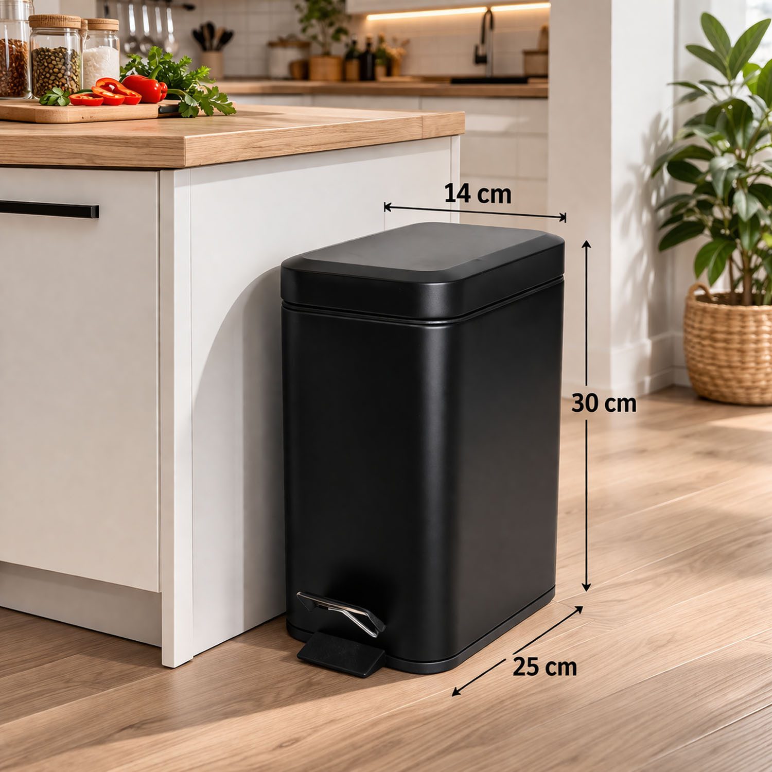 Mojawo Aschenbecher Metall Mülleimer Treteimer Abfalleimer Kosmetikeimer Pedal 5L