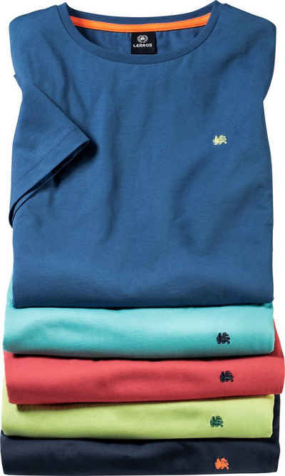LERROS Kurzarmshirt (Set, 5er-Pack) aus reiner Baumwolle, formstabile und farbsatte Qualität