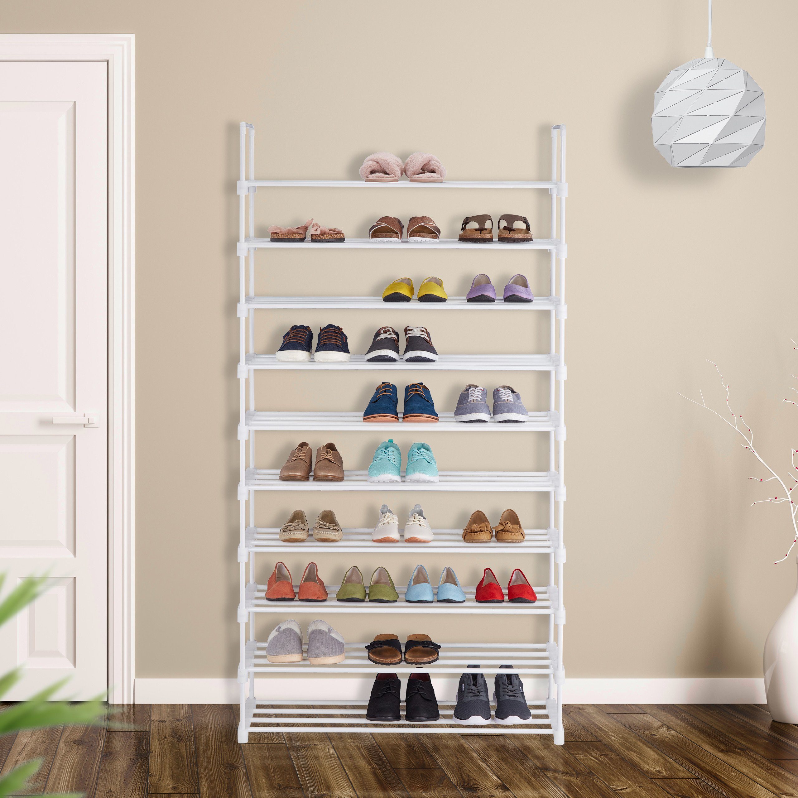 relaxdays Schuhregal XXL Schuhregal erweiterbar, Weiß günstig online kaufen