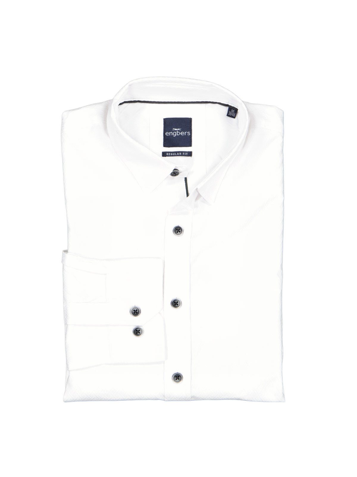 Engbers Langarmhemd Herren Hemd uni, Reinweiss