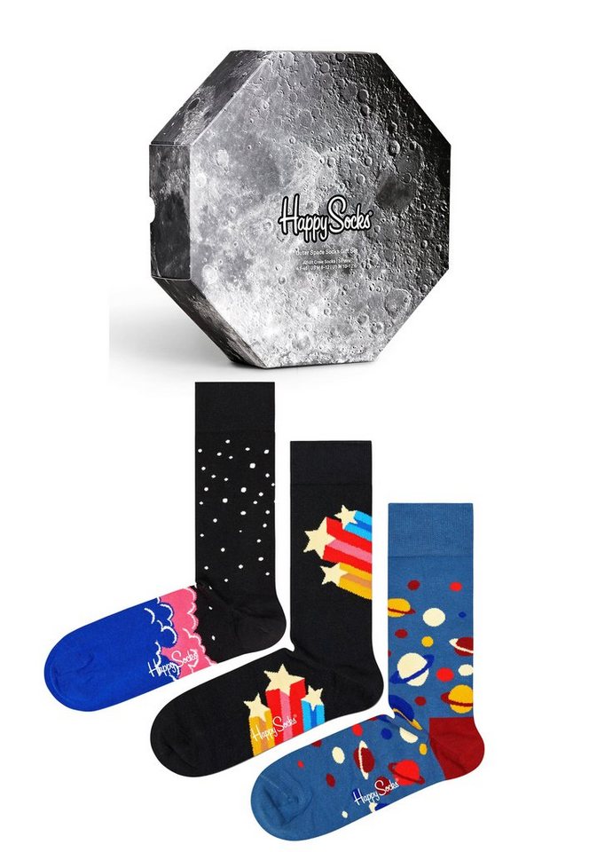 Happy Socks Socken (3-Paar) mit verschiedenen Weltraummotiven, mit  Weltraum-, bunten Sternen- und Planetenmotiven