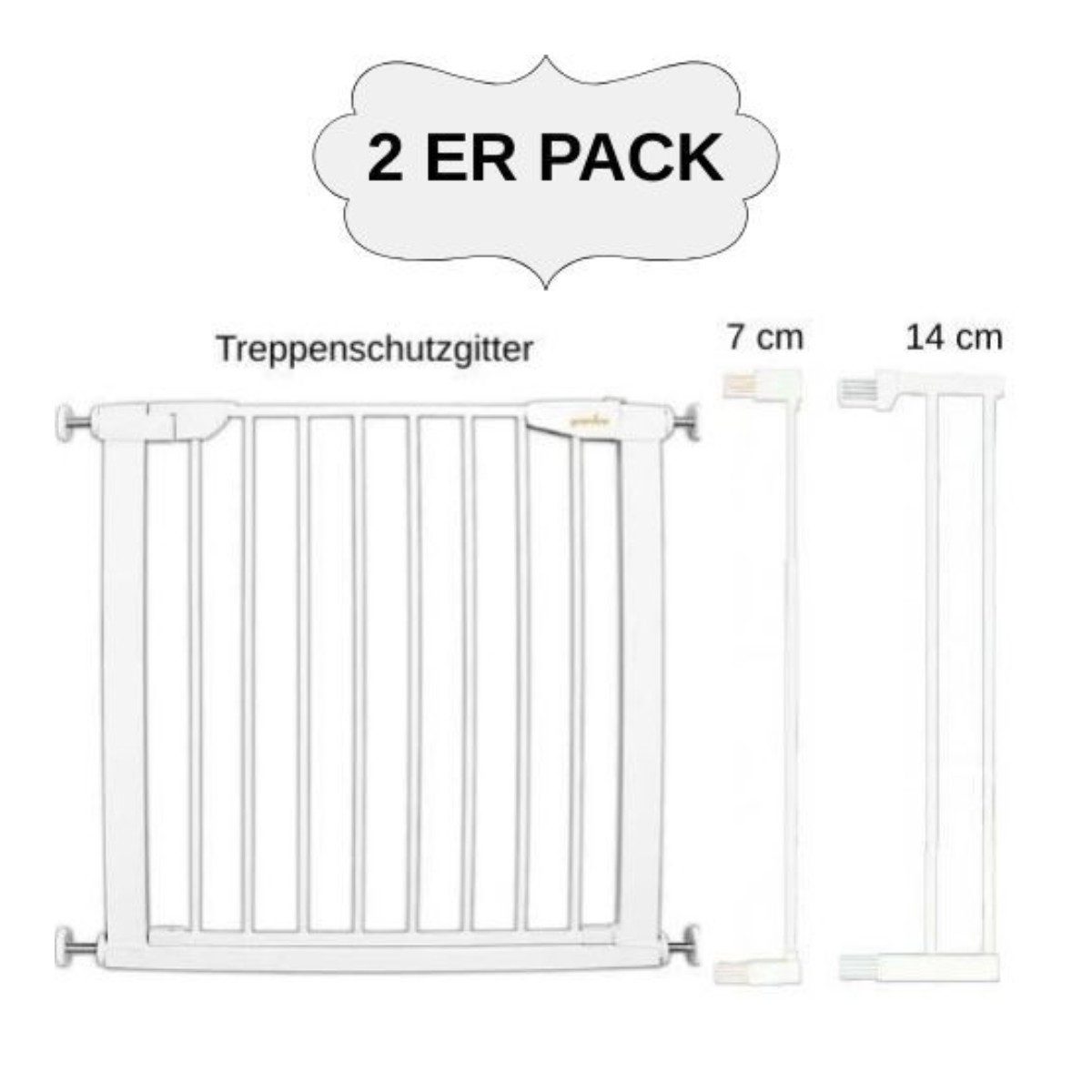 Reer Treppenschutzgitter Guardino Türschutzgitter Treppenschutzgitter 75 81 cm 7 14 cm, 14cm Verlängerung 2ER