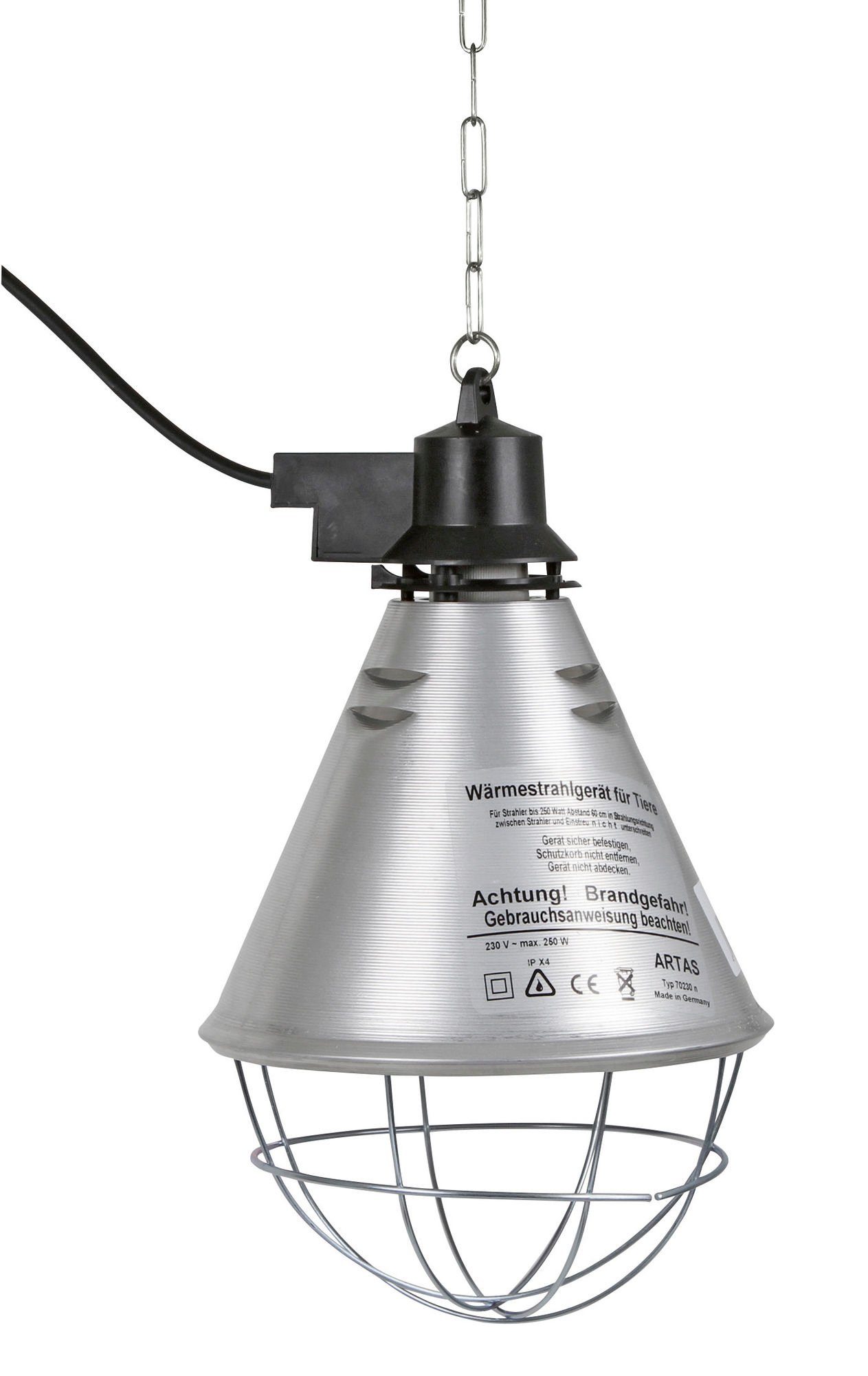 Infrarotlampe Wärmestrahler für Ferkel Küken ohne Lampe, 21 cm, Kabel 2,5 m