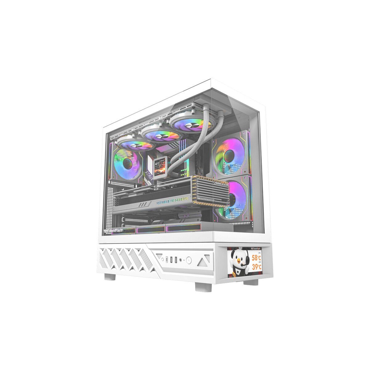 Darkflash PC-Gehäuse DarkFlash DS950V PC Gehäuse mit Display + 6 Lüfter Weiß