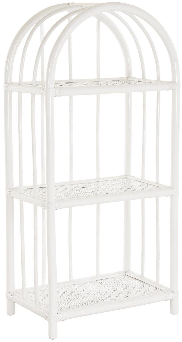 Krines Home Badregal Badregal mit DREI Ablagen, Rundbogen Regal/Standregal aus Natur Rattan, Küchenregal, Schöne Geflechtmatte auf den Ablagen