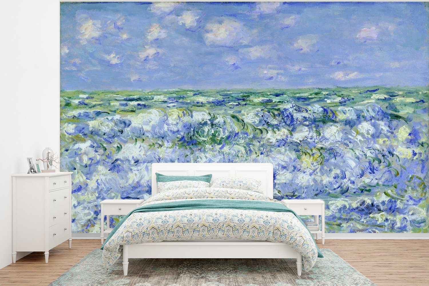 MuchoWow Fototapete Wellen brechen - Gemälde von Claude Monet, Matt, bedruckt, (6 St), Wallpaper für Wohnzimmer, Schlafzimmer, Kinderzimmer, Vinyl Tapete