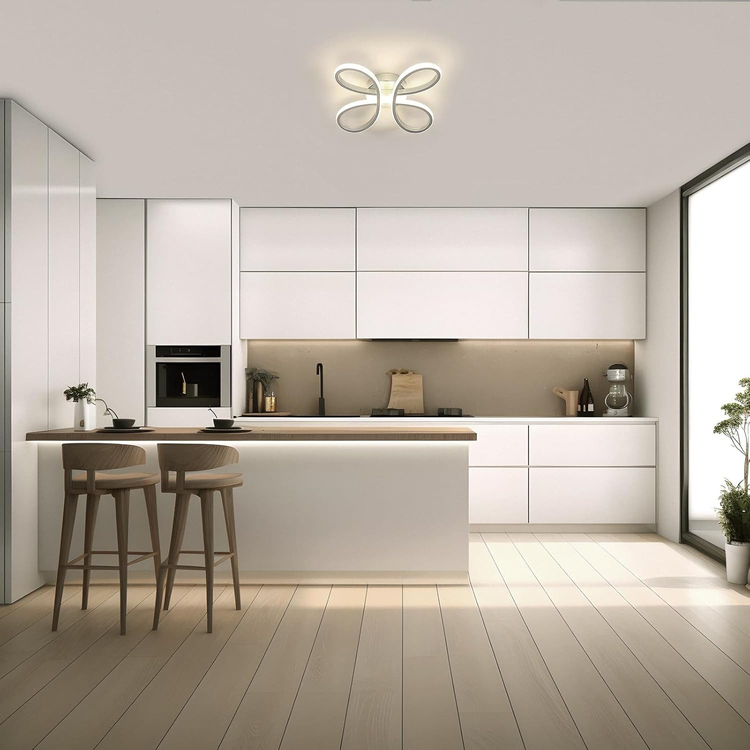 Riserva LED Deckenleuchte LED Deckenleuchte Blumenform Aluminium 30W 4000K Silber (30cm), LED wechselbar