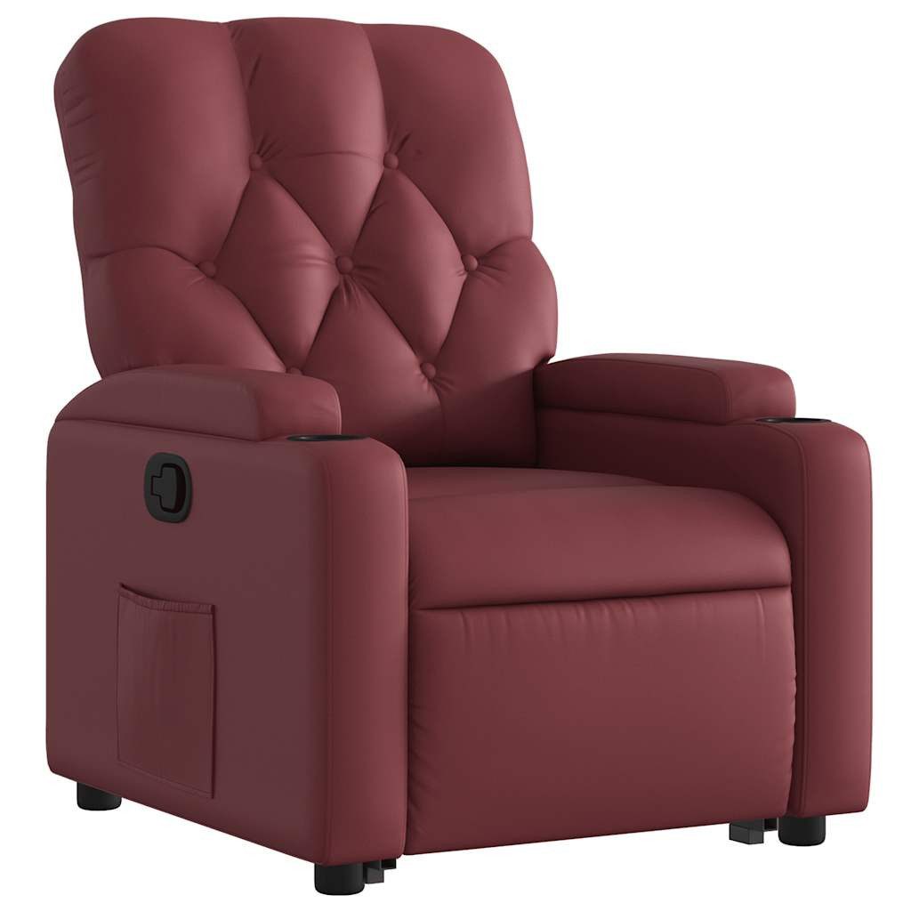 Sessel Relaxsessel mit Aufstehhilfe Weinrot Kunstleder