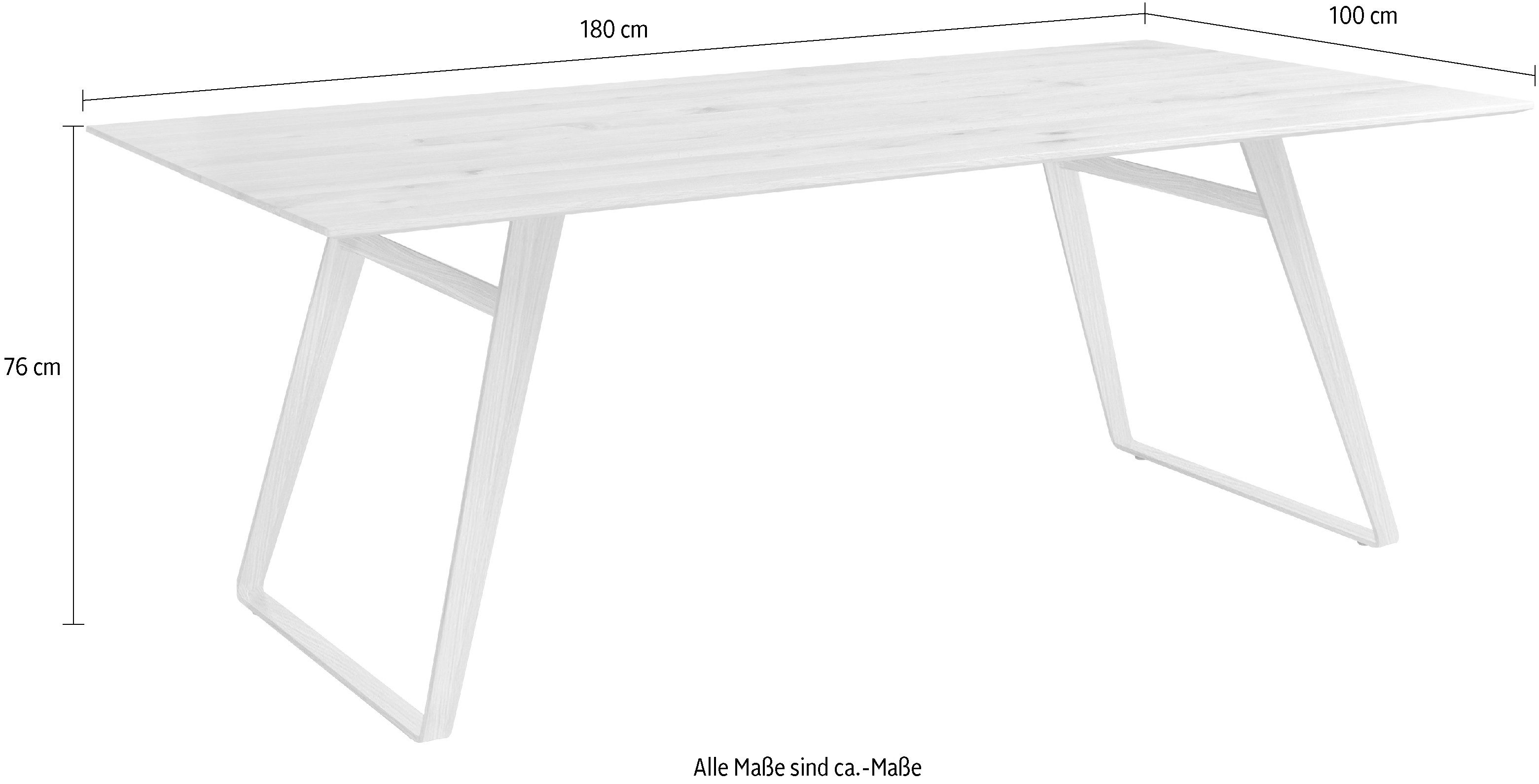 Musterring Esstisch Tavia, Bügelgestell in 3 Farben, Platte Charakter-Eiche geölt, fest montiert