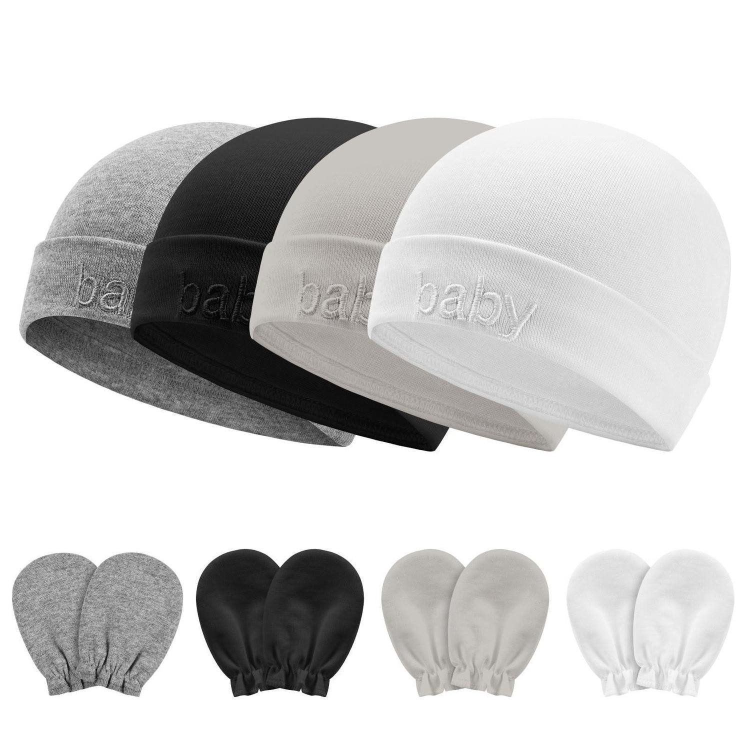 LuxusKollektion Erstlingsmütze Baby Mütze & Handschuhe 8tlg Baumwolle Mehrfarbig 0-24M (8-St)