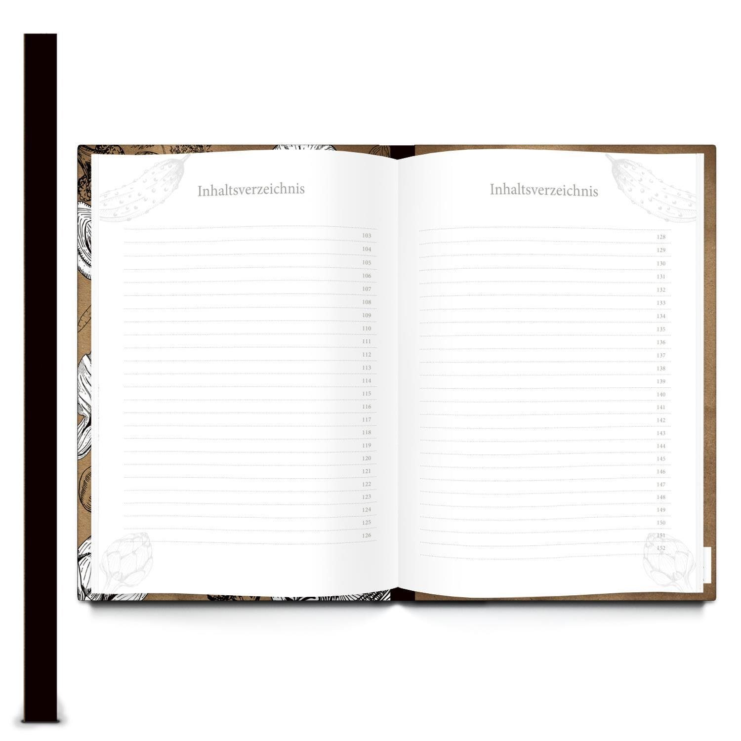 Logbuch-Verlag Notizbuch Rezeptbuch mit leeren Seiten A4 Metallecken + DIN