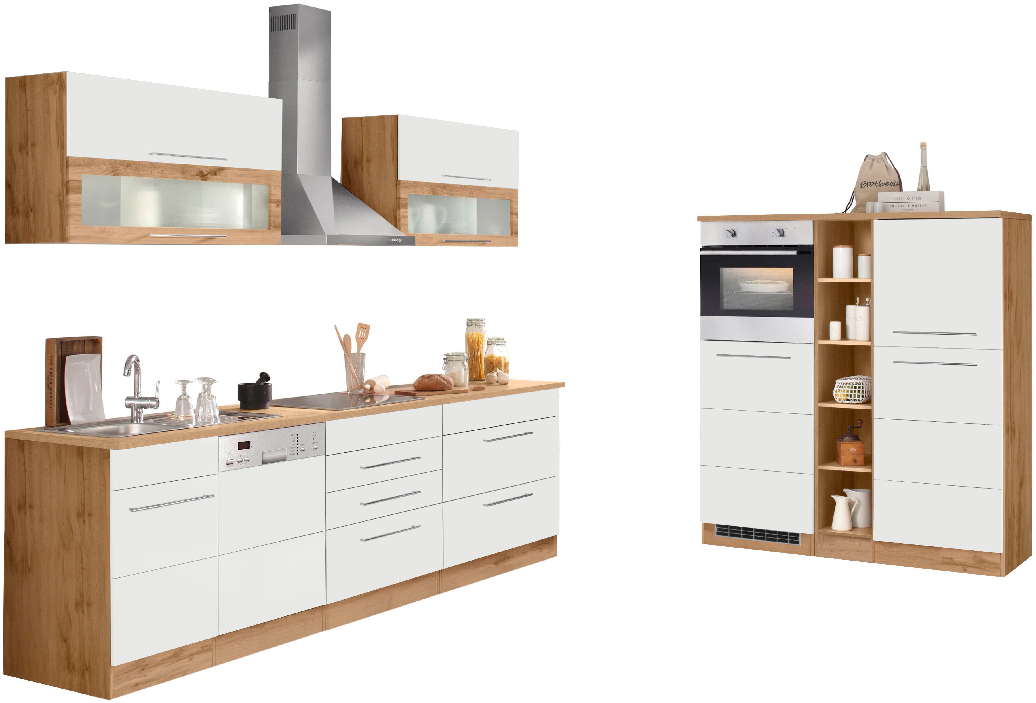 HELD MÖBEL KOCHSTATION Küchenzeile KS-Wien, Breite 440 cm, wahlweise mit E-Geräten und Induktion