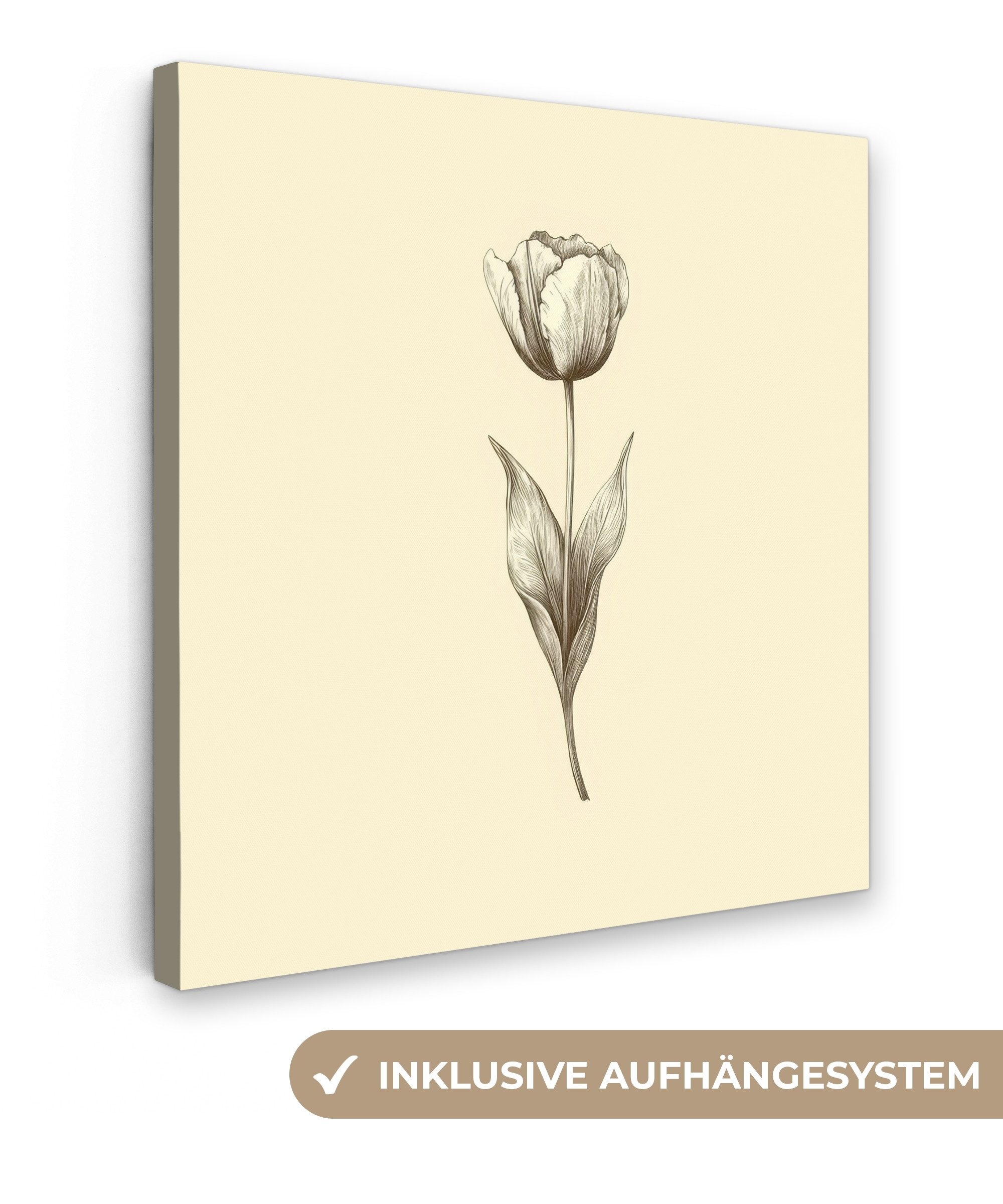 Leinwandbild Illustration - Tulpe - Schwarz