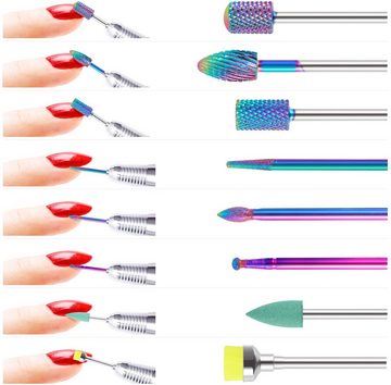 Gontence Maniküre-Pediküre-Set 8 Stück Hartmetall Nagelknipser Aufsatz Bits für Gel-Acryl-Entfernung, 1-tlg.