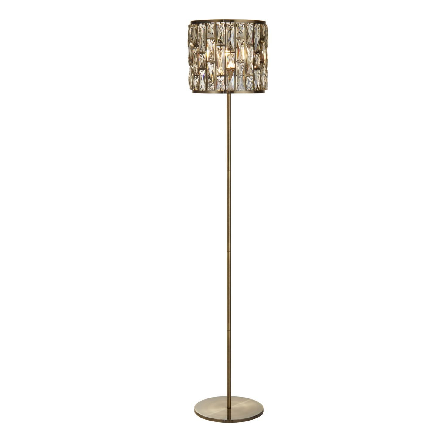 Licht-Erlebnisse Stehlampe FRANK, ohne Leuchtmittel, E27 155 cm in Messing Antik Champagner Glas Metall Jugendstil FRANK