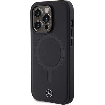 Mercedes Handyhülle Cover Case iPhone 14 Pro MagSafe kompatibel Echtleder schwarz 6,1 Zoll, Kantenschutz