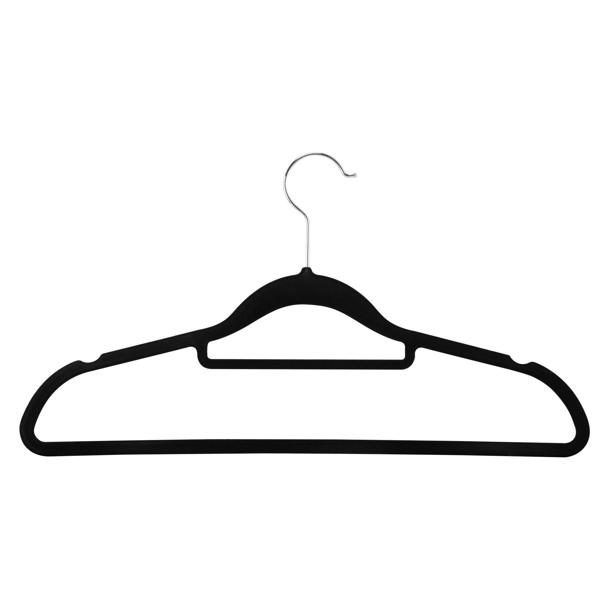 Kleiderbügel, Hosenstange 10x SCHWARZ Samtüberzug Intirilife (10-tlg), Metall Kleiderbügel Kunststoff