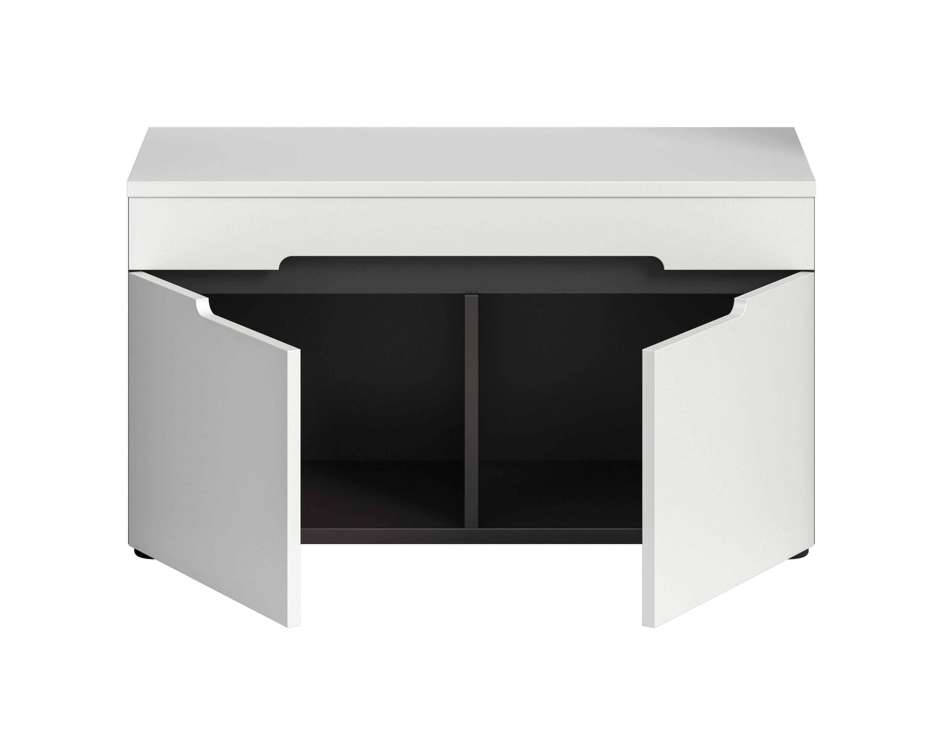 freiraum Sitzbank Canu, in Basalt Grau / Weiß - 80x45x37cm (BxHxT)