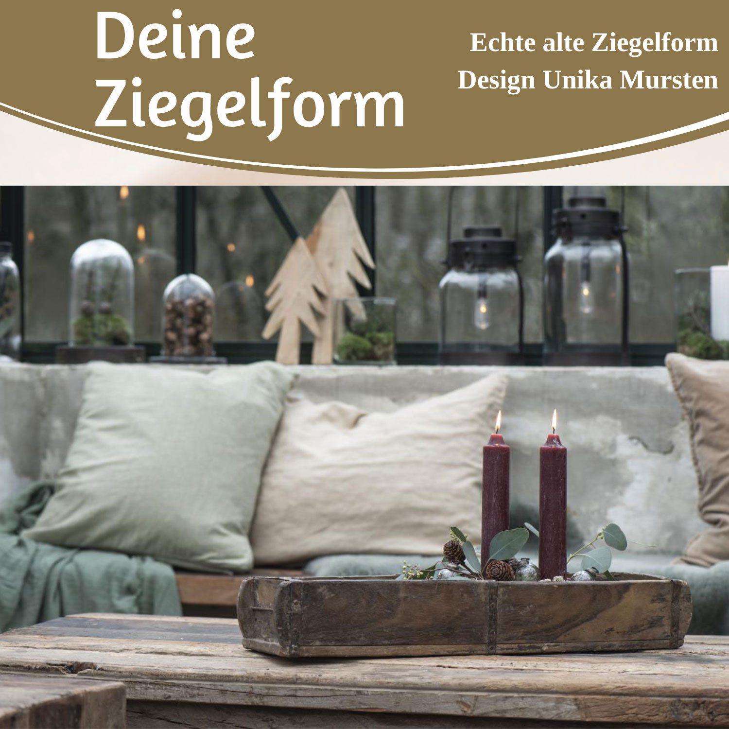 LS-LebenStil Kiste IB Laursen XL Holz Ziegelform 57cm Unika Braun 2-fach Aufbewahrungsbox (echte alte Backsteinform, 1 St., Original Unika - Rustikal - Holzbox Holzkiste Holzkasten Pflanzkübel), Ordnungsbox doppelt Allzweckkiste Aufbewahrungskiste